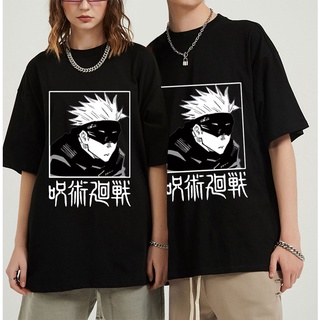 คอลูกเรือ【เสื้อยืดบูติก】เสื้อยืดแขนสั้น พิมพ์ลายอนิเมะ Jujutsu Kaisen Gojo Satoru Yuji Itadori สไตล์สตรีท สําหรับผู้ชายS