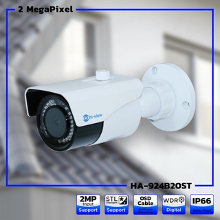 Hi-View Bullet CAMERA  คมชัด 2MP Starlight ให้ภาพสีที่แสงน้อย มีปุ่ม OSD Cable Hi-View HA-924B20ST