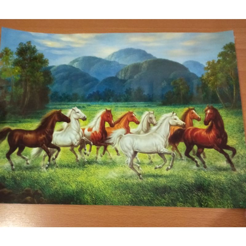 ภาพมงคล ม้ามงคล 8 ตัว ม้าเร็ว รูปเปล่า เสริมฮวงจุ้ย เสริมโชคลาภ ค้าขาย แต่งบ้าน ของขวัญ ของฝาก