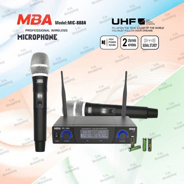 MBA ไมค์ลอย   UHF รุ่น MIC-888A U1 ไมค์ลอยคู่
