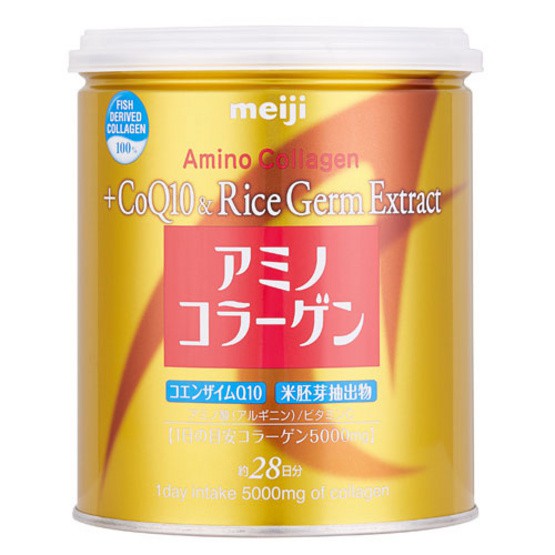 Meiji Amino Collagen+CoQ10 &amp; Rice Germ Extract 5000 mg เมจิ อะมิโนคอลลาเจน ผงขากญี่ปุ่น ของแท้ 💯