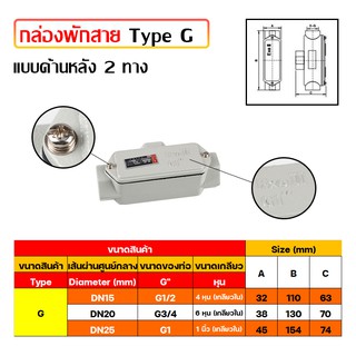 กล่องพักสาย Type G แบบด้านล่าง 2 ทาง