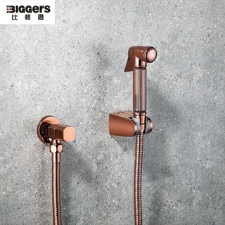 Biggers ชุดโถสุขภัณฑ์ทองเหลือง สีโรสโกลด์ 4 ชิ้น โถสุขภัณฑ์ ท่อฝักบัว ที่พยุงโถสุขภัณฑ์ วาล์วเติม