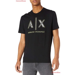 เสื้อยืดกีฬา AX Armani Exchange Mens Neon Logo Cotton Jersey T-Shirt Popular T-shirts