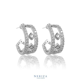 Neriza Jewelry/ต่างหูเพชรสังเคราะห์ ประกายเทียบเท่าเพชรแท้ NE110