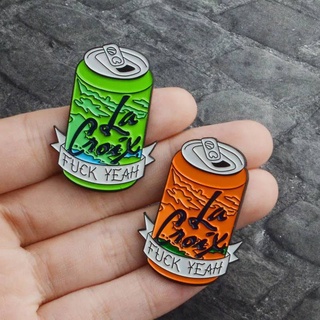 เข็มกลัด / หมุดโลหะ เครื่องดื่มกระป๋องโคล่าสีเขียวและสีส้ม Green&amp;Orange Cola Cans "F*ck ํYeah