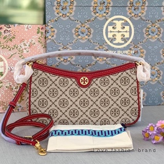 👑ผ่อน0%~แท้100%👑85137 กระเป๋าสะพาย Tory burch T Monogram Jacquard Studio Shoulder Bag