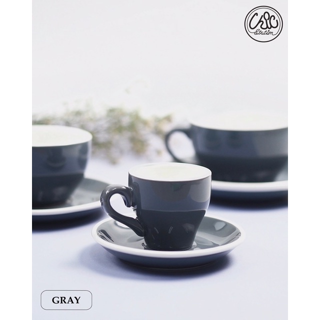 แก้วกาแฟเซรามิค พร้อมจานรองขอบขาว สีสันสวยงาม ขนาด80 ML / 200 ถึง 250 Ml ชุดแก้วกาแฟ
