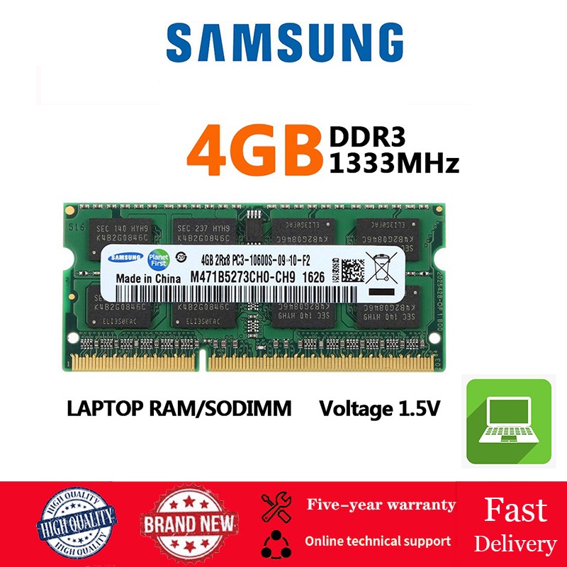 Samsung 4GB RAM DDR3 1333MHz หน่วยความจำแล็ปท็อป 2Rx8 PC3-10600S 204Pin SODIMM DDR3 RAM โน๊ตบุ๊คโมดูลหน่วยความจำ