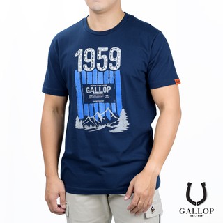 GALLOP : เสื้อยืดคอกลมพิมพ์ลาย BASIC -T-SHIRT (Round-necked) GT9057