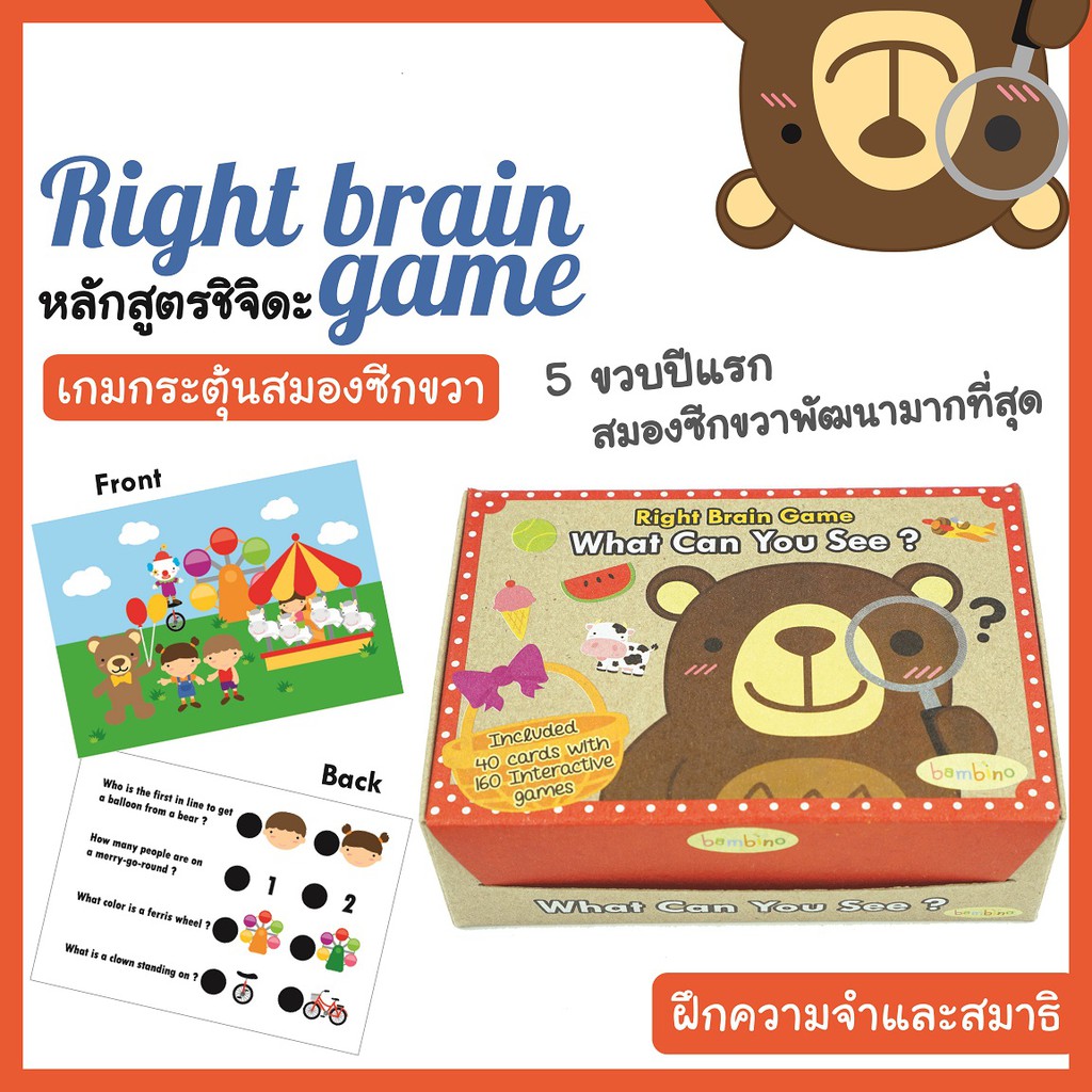 🔥ขายดีมาก🔥เกมกระตุ้นสมองซีกขวา Right brain game ฝึกสมอง ฝึกทักษะการมอง ความจำ และสมาธิ พร้อมส่ง ยอดข