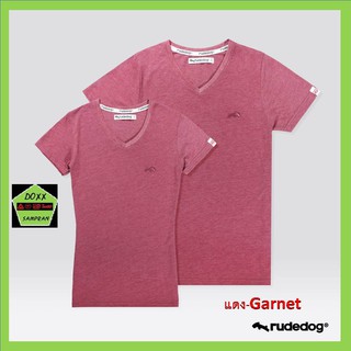 Rudedog เสื้อคอวี ชาย หญิง รุ่น V -expert สีแดง garnet