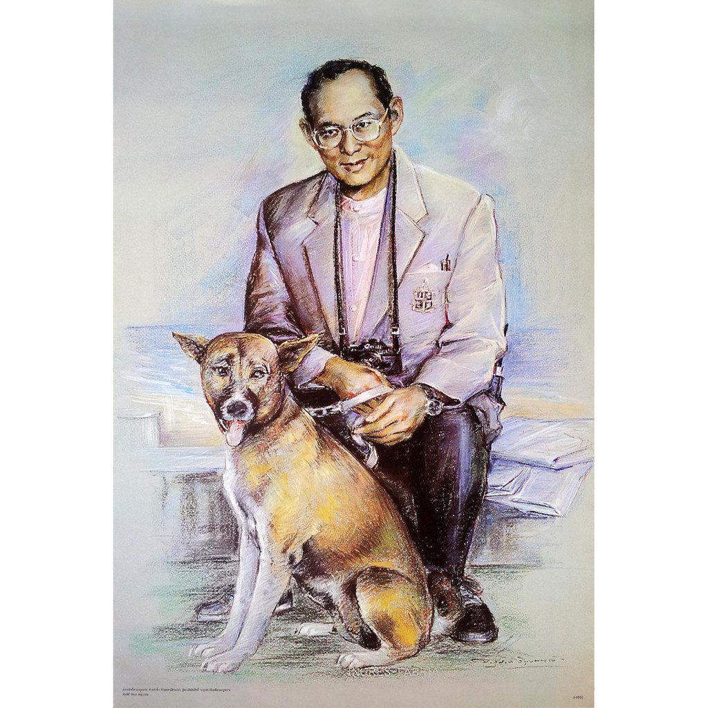 ผ้าแขวนผนัง โปสเตอร์ รูปวาด ในหลวง รัชกาลที่ 9 คุณทองแดง King Bhumibol Khun Thong Dang Thailand POST