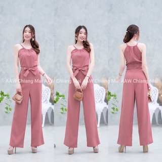 hbstation.shop เสื้อผ้าแฟชั่น Jumpsuit สีชมพูอ่อน พร้อมส่ง