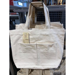 กระเป๋าผ้า Muji Tote Bag ผ้าฝ้ายอินเดีย สีขาวเปลือกไข่ 31x46x14 cm