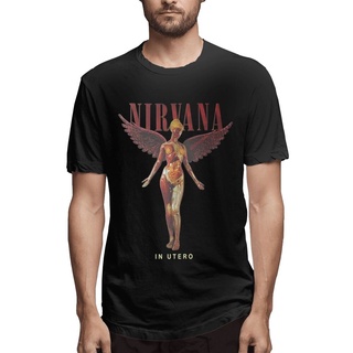 เสื้อยืดครอปพร้อมส่ง เสื้อยืดคอกลม ผ้าฝ้าย ลายวงร็อค Awdip Nirvana In Utero Alternative Kurt Cobain ของขวัญคริสต์มาส DJb