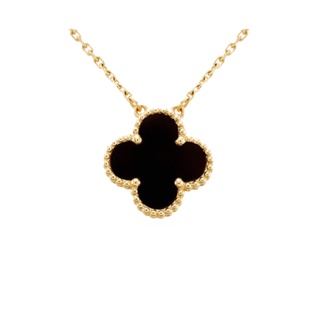 Van Cleef &amp; Arpels VCA สร้อยคอ จี้ใบโคลเวอร์สี่แฉก ทองคําขาว 18k ประดับไข่มุก สีแดง สําหรับแม่ และเด็ก