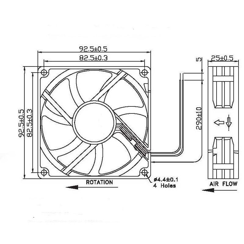 FAN พัดลม 3.5นิ้ว 12V / 3.5นิ้ว 24V (92x92x25มม)