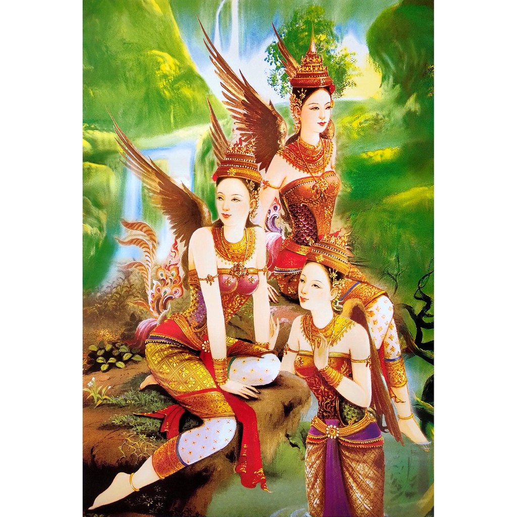 โปสเตอร์ รูปวาด กินรี วรรณคดีไทย Women Literature Kinnaree Manora POSTER 24”X35” Inch Painting Siam 