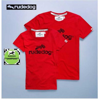 rudedog เสื้อคอกลม  ชาย หญิง  รุ่น logo18 สีแดง