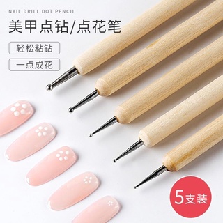 ใหม่ Nail Point Pen, เครื่องมือทำเล็บ, Wave Point Double-headed Diamonds Embellished Beginners Dual-use Diamonds Sticking Point 5 แพ็ค