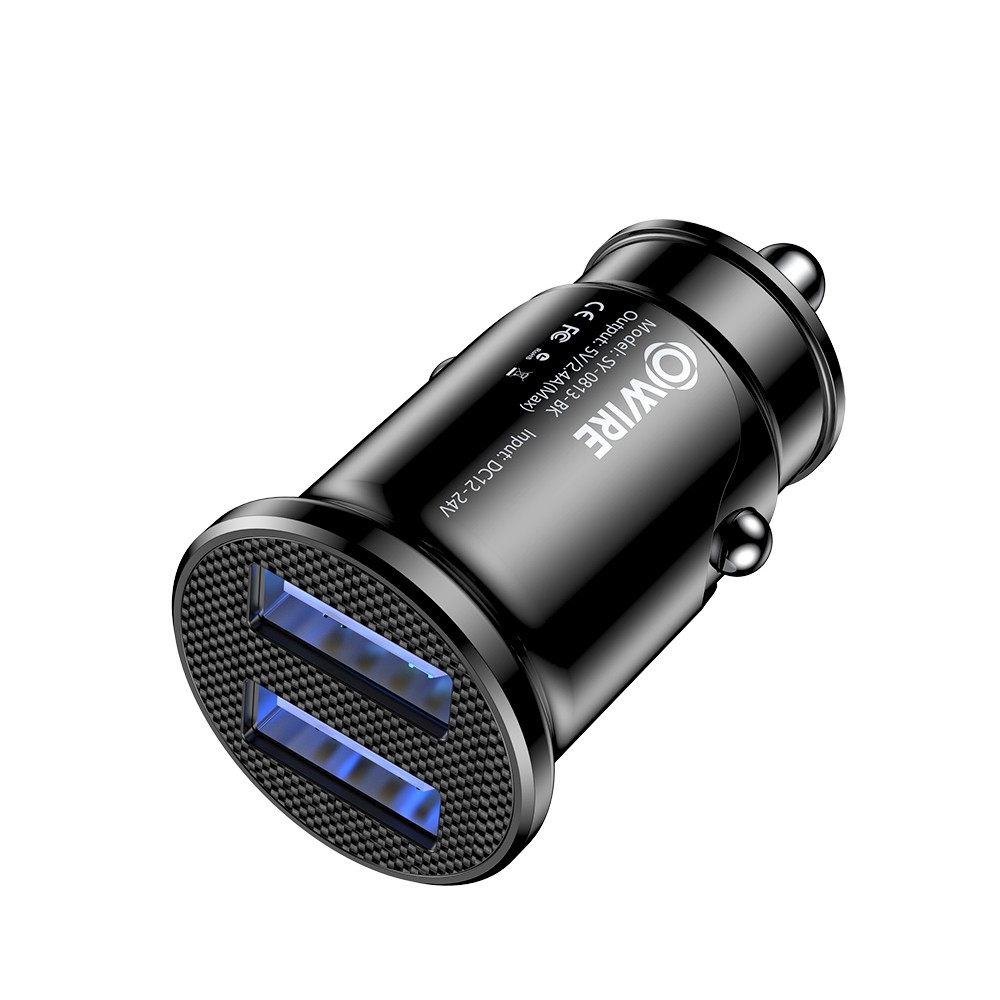 OWIRE 12W หัวชาร์จ อะแดปเตอร์ ชาร์จในรถ 2ช่อง usbชาร์จเร็ว USB car charger quick charge หัวชาร์จ อะแ