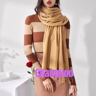 ผ้าพันคอแคชเมียร์ (Cashmere Scarf) สีพื้น กันลม กันหนาว กันแดด เนื้อผ้าดี สีสันสวยงาม สินค้าพร้อมส่ง