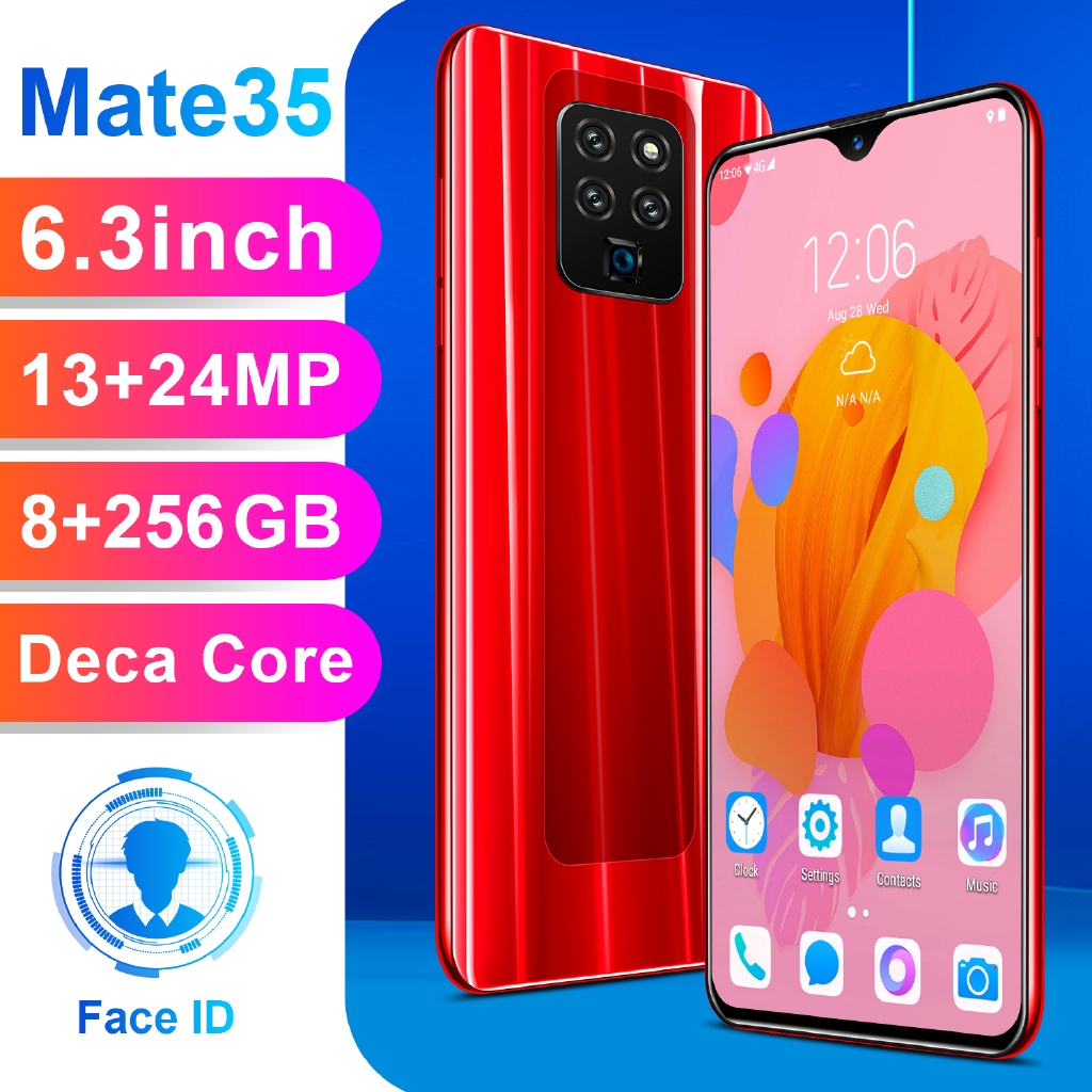 เครื่องจริง Mate35 สมาร์ทโฟน Androidขนาด 6.3 นิ้ว 8 + 256GB ดาวน์โหลดความจุขนาดใหญ่สุดพิเศษ app2SIM4G ภาษาไทยแปล YouTube