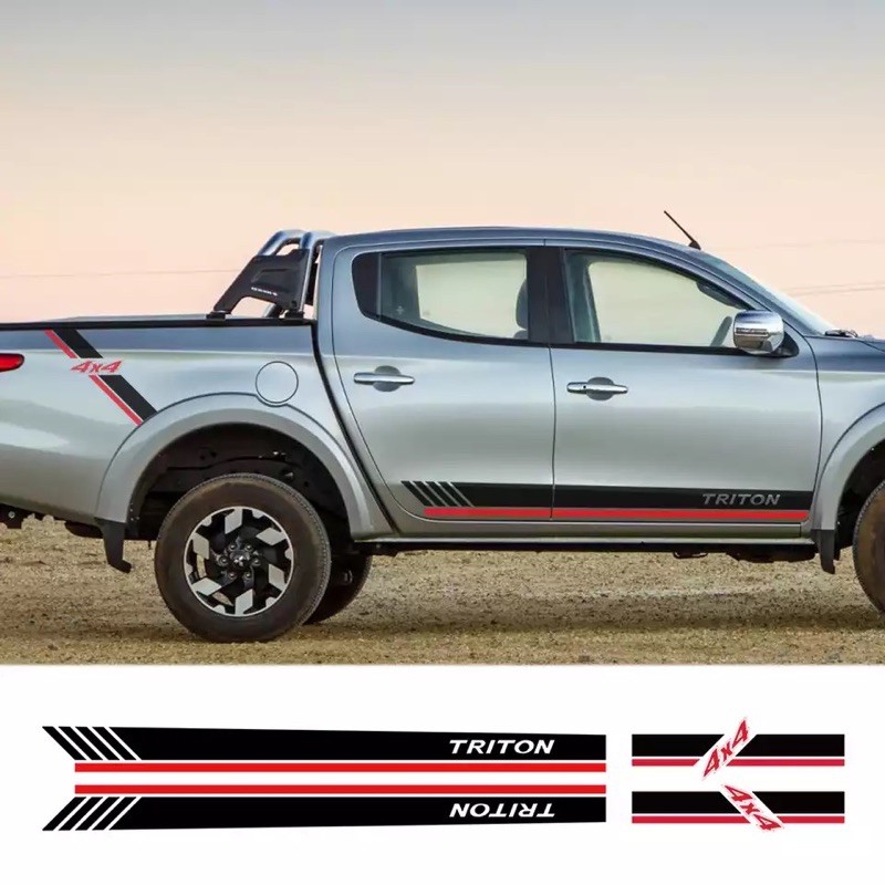(Ready stock) S466# 4pcs 4X4 Stripe Mitsubishi Triton  Car Vinyl Sticker