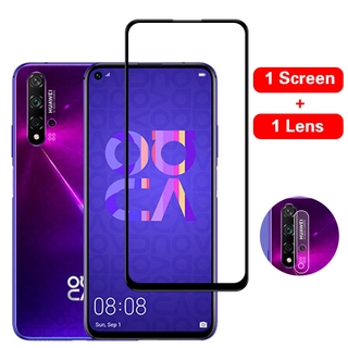 ฟิล์มกระจกนิรภัยกันรอยกล้องหลัง+ 9H ฟิล์มกระจกแบบเต็มจอ Huawei Nova 5T 7i 7 SE 3i P40 P30 P20 Lite Y7 Y9 Prime 2019 Y5P Y6P Y7P Y6S Y7A Honor 8X