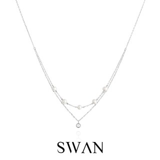 SWAN - Mia Pearl Necklace สร้อยคอจี้ประดับมุกเงินแท้ มุกแท้มุกน้ำจืด ฝังเพชรคิวบิกเซอร์โคเนีย cubic zirconia