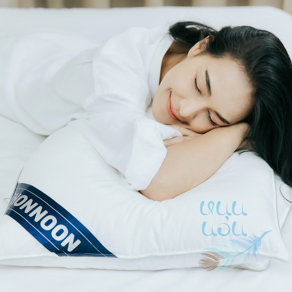 [2 ใบ] หมอนขนห่านแท้ 1200 กรัม หมอนโรงแรม 5 ดาว [แถมฟรี! ปลอกหมอน Cotton 100%]
