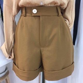 กางเกงขาสั้น ฟรีไซส์ ผ้าคอตตอน แฟชั่น เกาหลี (Terry Short brown)