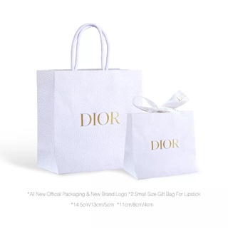 ถุงกระดาษDior  ถุงDior Gold Logo พร้อมริบบิ้นดิออร์ ถุงแท้จากช็อป Dior bag for lip stick