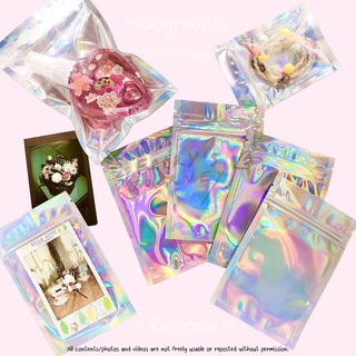 ✨พร้อมส่ง✨ ถุงซิปล็อค โฮโลแกรม ด้านหน้าใส ก้นแบน (10 ใบ/แพ็ค)