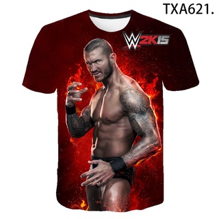 ใหม่ WWE เสื้อยืดลําลอง แขนสั้น พิมพ์ลายมวยปล้ําโลก 3D แฟชั่นฤดูร้อน สําหรับผู้ชาย