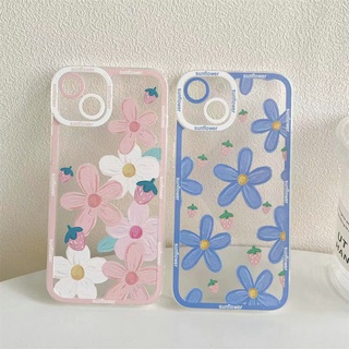 เคสโทรศัพท์มือถือนิ่ม ป้องกันเลนส์ ลายดอกทานตะวัน สีชมพู สีฟ้า สําหรับ Realme 9i 9 8 7 6 3 Narzo 20 Pro 5G 4G 8i 7i C17 5 5S 5i 6i C35 C31 C21Y C21 C20 C11 2021 2020 C15