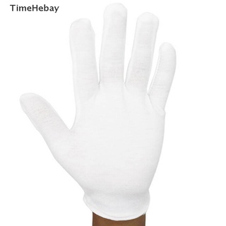 【TimeHebay】ถุงมือผ้าฝ้าย แบบนิ่ม สีขาว บาง สีเงิน สําหรับตรวจสอบเครื่องประดับ 6 คู่