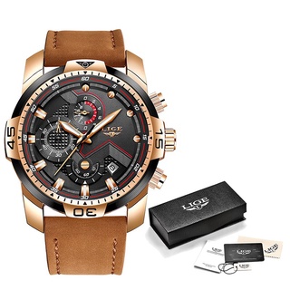 2019 LIGE Top Luxury Brand Men Analog Leather Sports Watches Men s Army Military Watch Male