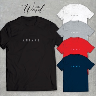 Little Word เสื้อยืดคอกลมแขนสั้นพิมพ์ลาย Animal สไตล์มินิมอล ทรงUnisex