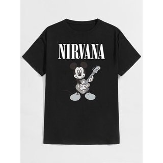 [S-5XL] เสื้อยืด พิมพ์ลาย Nirvana X MICKEY MOUSE - Music BAND - METAL PUNK ROCK