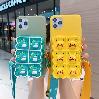 เคสโทรศัพท์มือถือ ซิลิโคนนิ่ม ลายการ์ตูนปิกาจู ไดโนเสาร์ 3D พร้อมกระเป๋าสตางค์ มีซิป สําหรับ HUAWE p10 lite p20 p30 p40 pro nova 2i 2 lite 3 3i 4 5T 7i 7 se 8