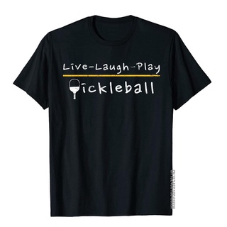 เสื้อยืด ผ้าฝ้าย พิมพ์ลาย Live Laugh Play Pickleball Pickleball เหมาะกับของขวัญ สําหรับผู้ชายสามารถปรับแต่งได้