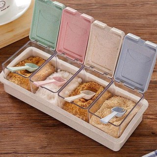 SET 4 Tempat Bumbu Dapur Serbaguna Termasuk Sendok