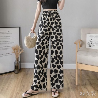 พร้อมส่งจ้า👖Thailand Explosive Printed Love Wide Leg Pants Women s Summer Thin Loose Large Size High Waist Thin Pants .