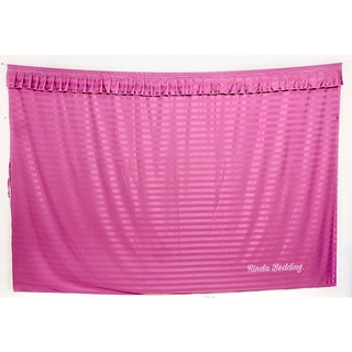 ม่านกั้นห้อง ผ้าสีพื้นทอริ้ว (ชมพูกลีบบัว-ครีมเบจ-เทา)  Cotton 100% ขนาด 300*200 ซม.