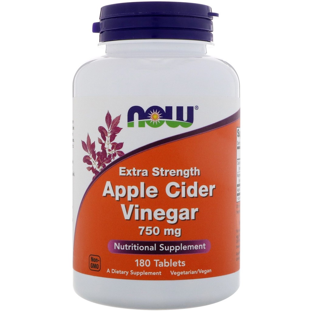 แบ่งขาย Now Foods, Apple Cider Vinegar, Extra Strength, 750 mg, 180 Tablets