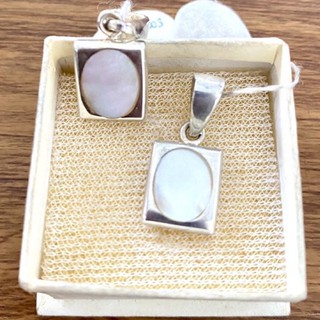 จี้เงินแท้925 ตัวเรือนเงินแท้ประดับมุก(mother of pearl)