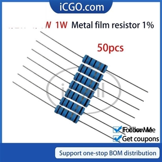ฟิล์มโลหะต้านทาน 1% 1/4 วัตต์ 1 / 2 วัตต์ 1 วัตต์ 1k 1 2 K 1.1. 8 K 2.2. 2 K 2.2. โอห์ม 4 K 100 ชิ้น