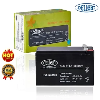 DELIGHT แบตเตอรี่ 12V 7.5AH/20Hr DELIGHT Black # โปรพิเศษ #